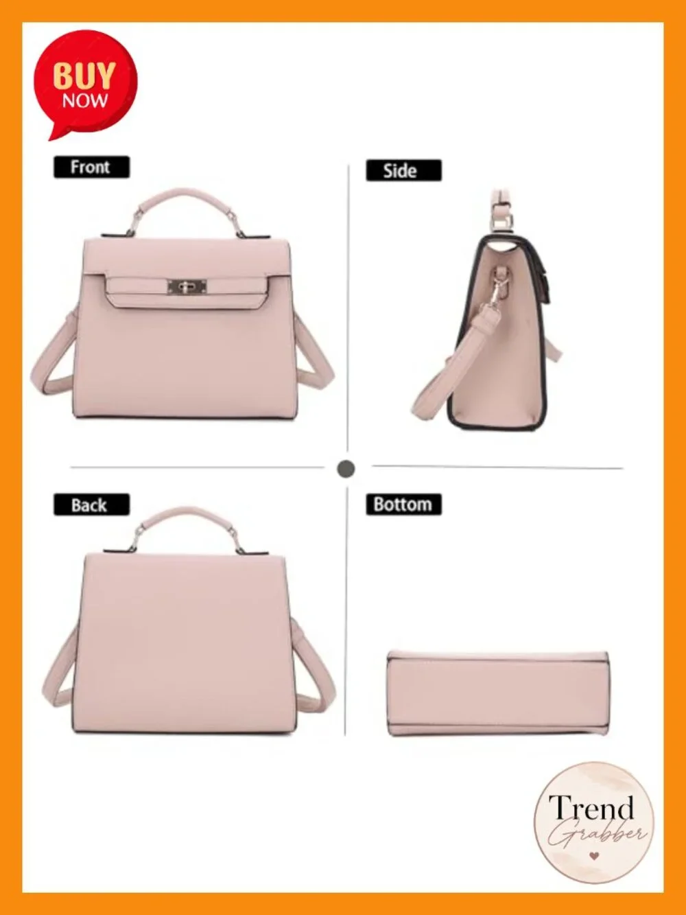 Women's Top Handle Satchel with Detachable Crossbody Strap Faux Leather Bag